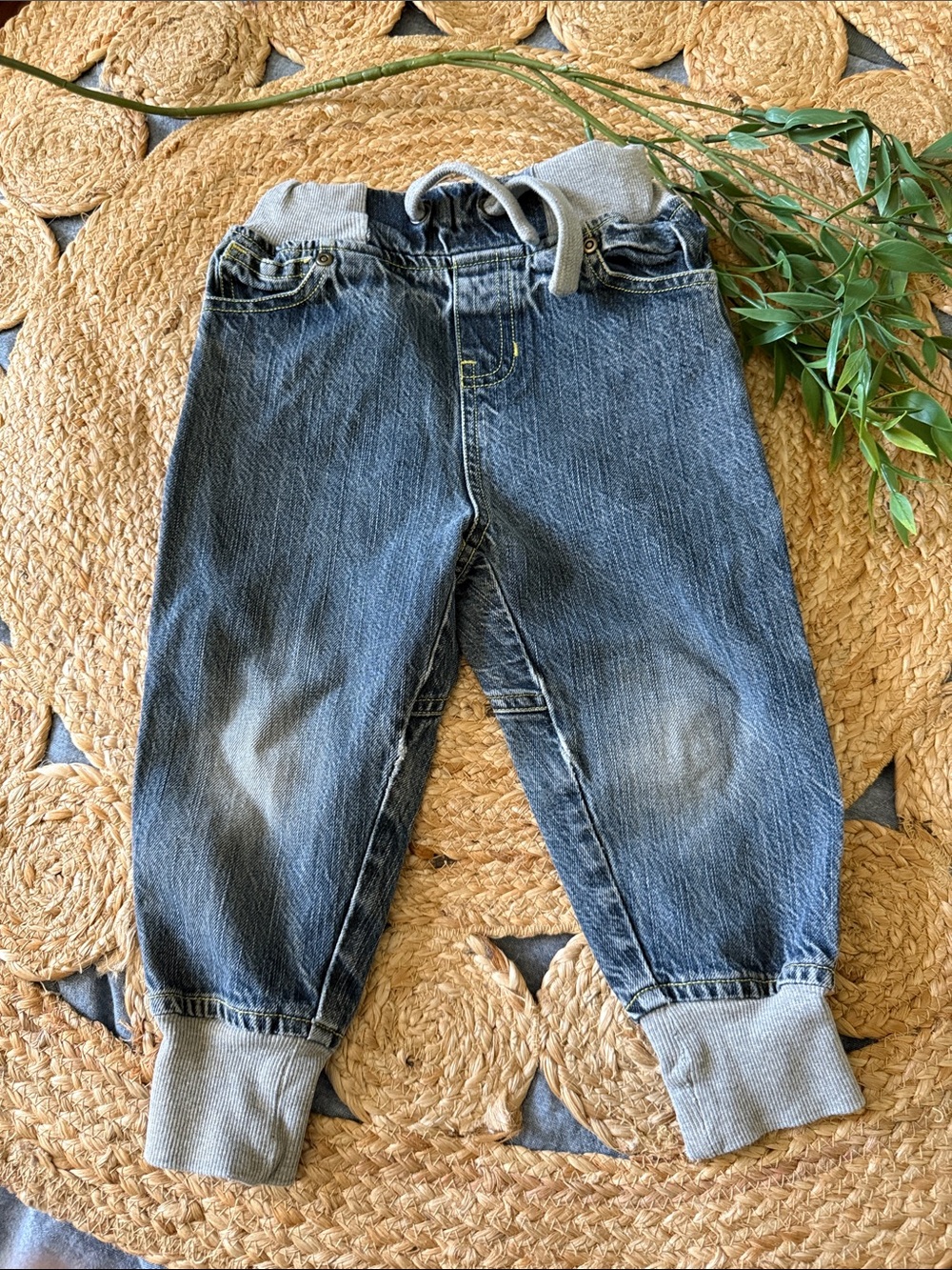 Vintage Boys and Girls Pull on Jogger Denim Jeans. 6 mo